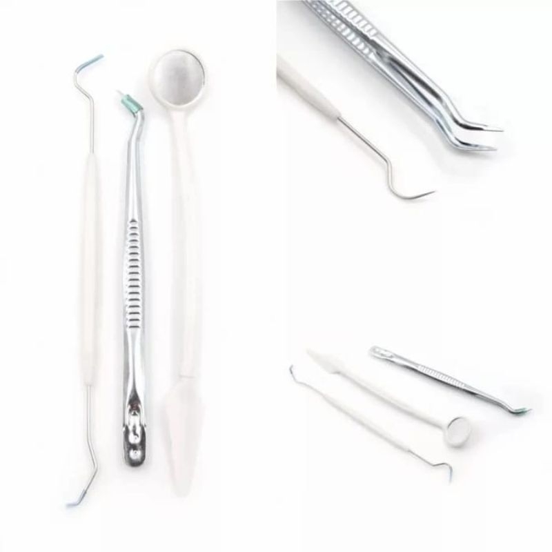 Jual ALAT PEMERIKSAAN STANDARD GIGI KACA MULUT PINSET DAN SONDE 3 IN 1 ...