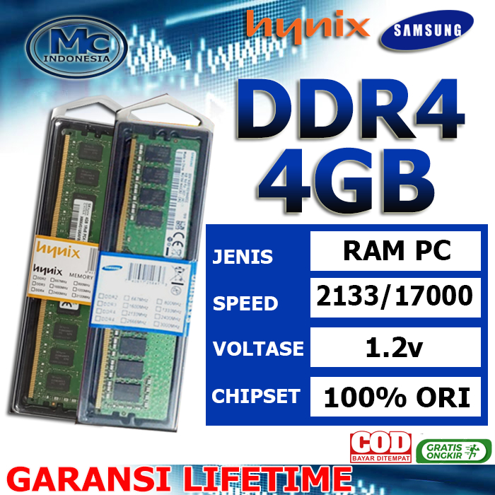Jual RAM MEMORY PC DDR4 4GB PC-2133 PC-2400 PC-2666 | Shopee Indonesia