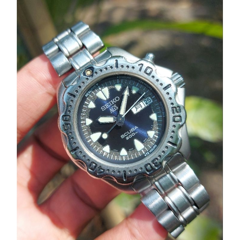 AGS スキューバ SEIKO 200m セイコー 5M43-0A60 - 200M チタン 