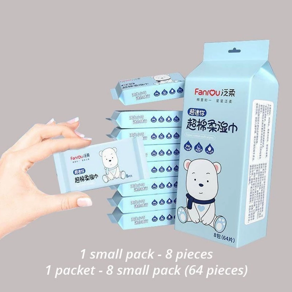 FANROU Baby Wet Wipes Tissue / Tisu Basah Bayi 1 Pcs Isi 8 Pcs Non Alkohol Aman Untuk Bayi | AutoStock