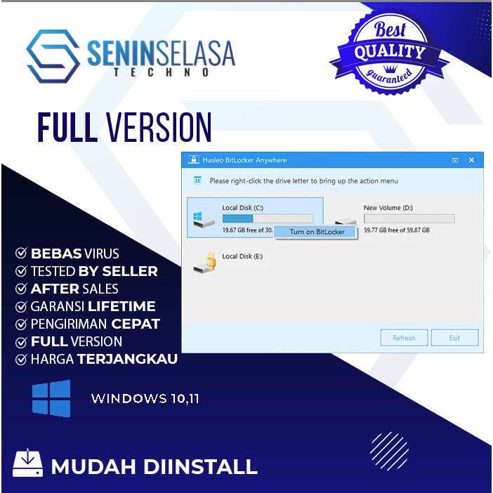Jual Software Enkripsi Disk Hasleo BitLocker Anywhere 9 [WIN] Shopee