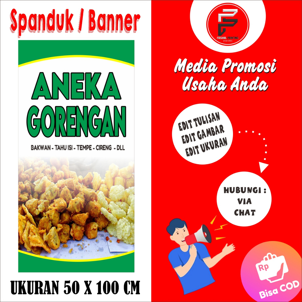 Jual Spanduk Aneka Gorengan Banner Gorengan Spanduk Ukuran X Cm Shopee Indonesia