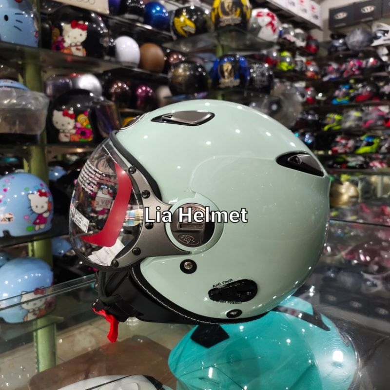 Jual Helm KYT Elsico Solid Sage Green / KYT Elsico polos Sage Green