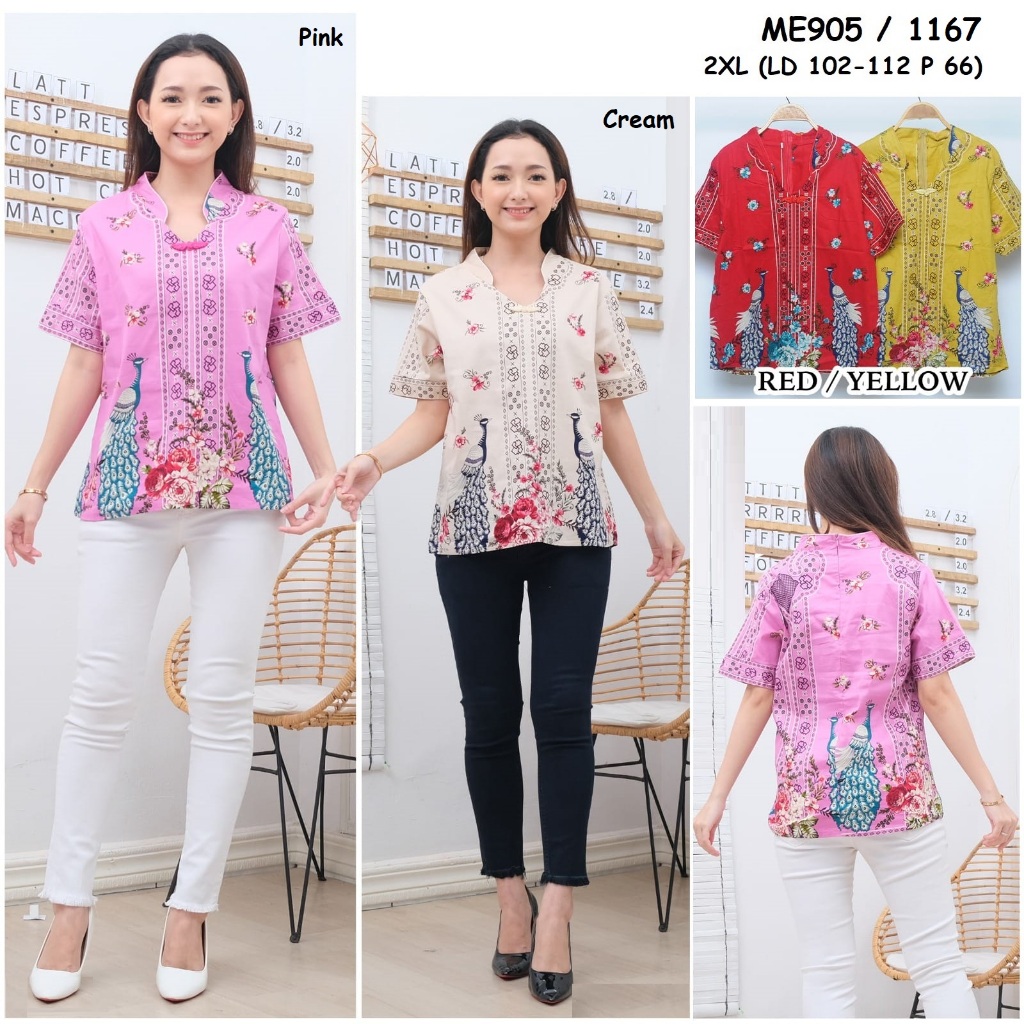 Jual Blouse Batik Wanita Reg JUMBO ME905 Shopee Indonesia