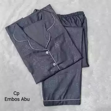 BJ PIYAMA CP SATIN EMBOS WANITA Baju Tidur Wanita Dewasa Lengan Pendek