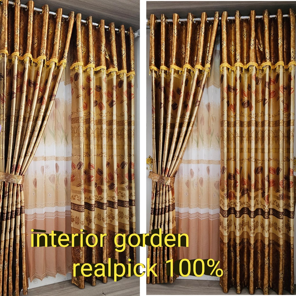 Gorden Blackout Mewah Motif Poni Tempel bunga tulip prinmas,Realpict 100%