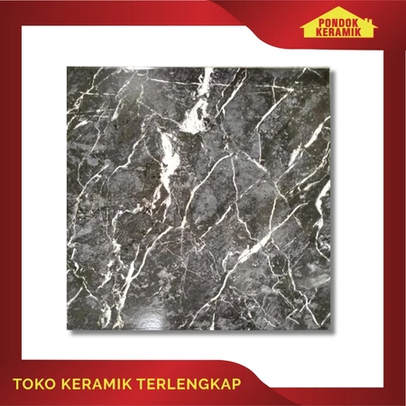 Keramik Lantai Avignon 50x50 Lubny Black / Keramik Motif Marble