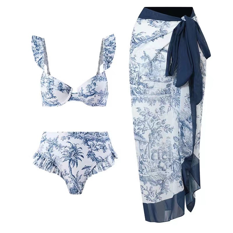 Jual elika blue swimsuit one piece skirt outer baju renang wanita