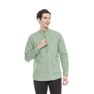 Outskirts - Kemeja Koko Sage Green Pria Lengan Panjang Slimfit