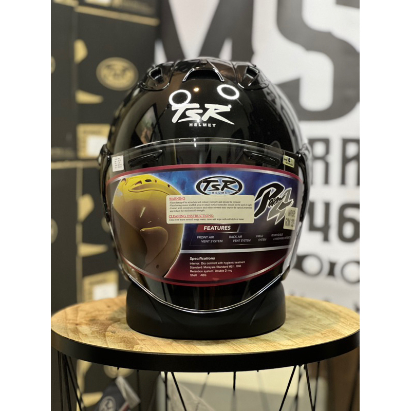 Jual Helm TSR Ram Glass Black Hitam Glossy ORIGINAL FREE STICKER