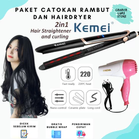 CL Catok Rambut 2in1 Kemei Infrared Ceramic Kontrol Suhu Otomatis Catokan Rambut Lurus