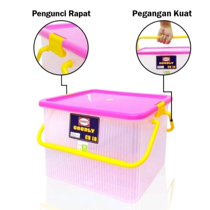 Jual Box Penyimpanan Kontainer Plastik 18 L Goodly Container Box Lock ...