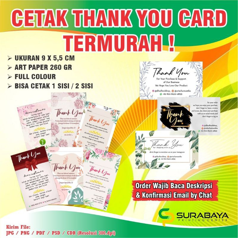 Jual THANK YOU CARD / THANKS CARD / KARTU UCAPAN TERIMAKASIH / SOUVENIR ...