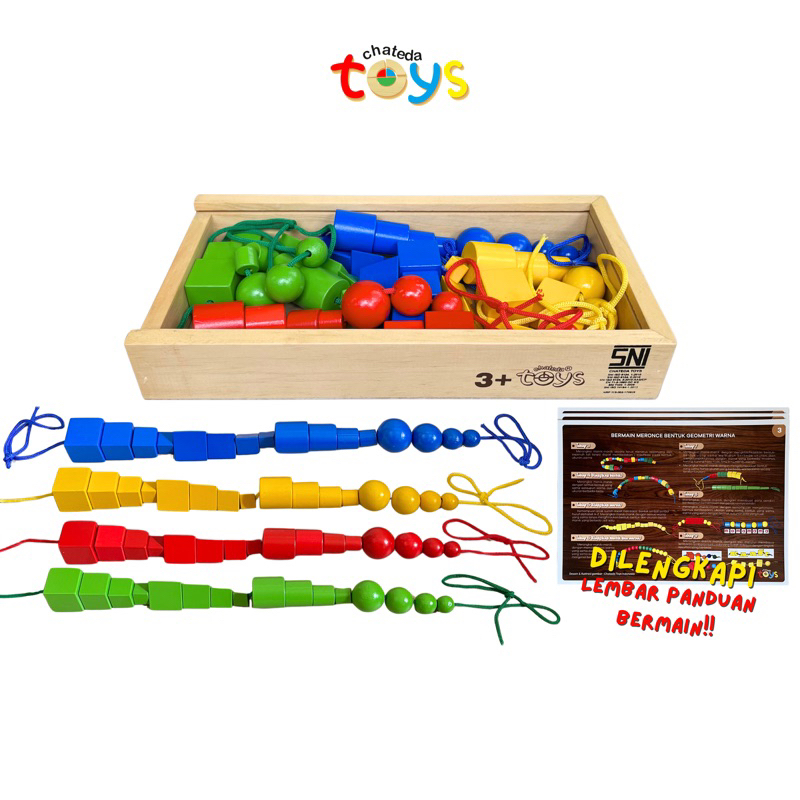 Jual Meronce Kayu Geometri Warna 64 pcs Mainan Edukasi Chateda Toys ...