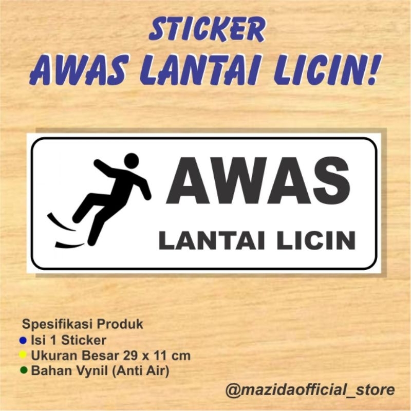 Jual Sticker Hati Hati Awas Lantai Licin Ukuran Besar Anti Air Shopee Indonesia