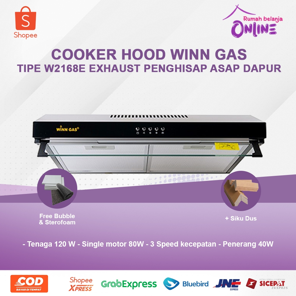 Jual Cooker Hood Winn Gas W2168E Exhaust Penghisap Asap Dapur kipas angin dapur Shopee Indonesia