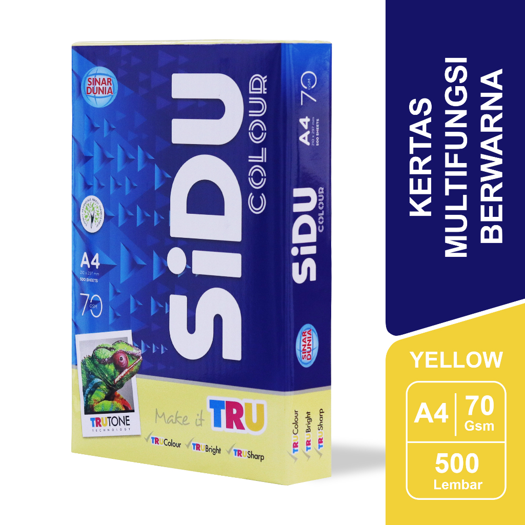 Jual SiDU Kertas Fotocopy Warna Kuning/Yellow 70 GSM A4 1 RIM - SDU CLR ...
