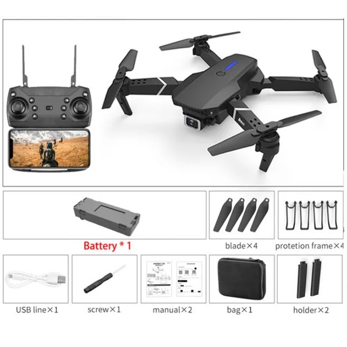 Jual E88 Pro WIFI FPV Drone Wide Angle HD 4K 1080P Camera Height ...