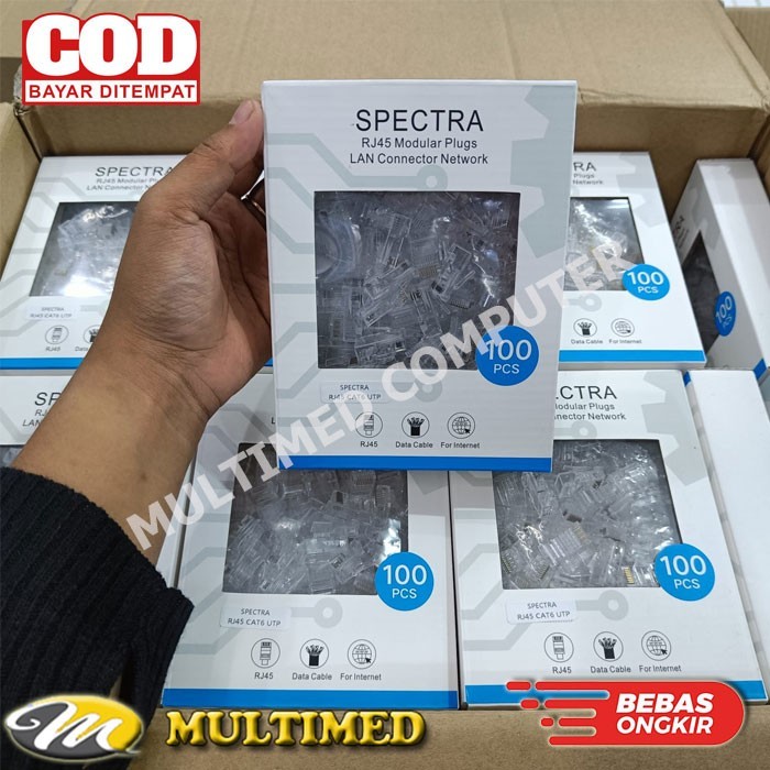 Jual KONEKTOR / Connector RJ45 CAT 6 UTP SPECTRA ISI 100 PCS | Shopee ...