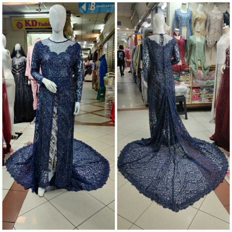 Jual Kebaya Resepsi Model Belah Ekor Panjang || Kebaya Pengantin