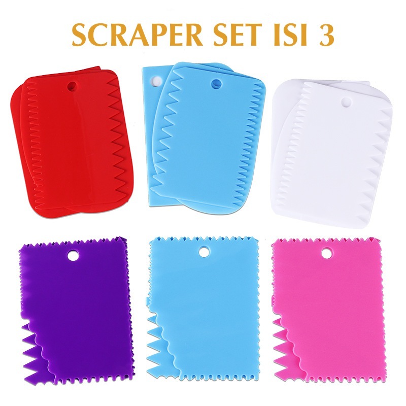 Jual aiGooTan - SCRAPER SET ISI 3 - Alat Pemotong Adonan Kue Roti ...