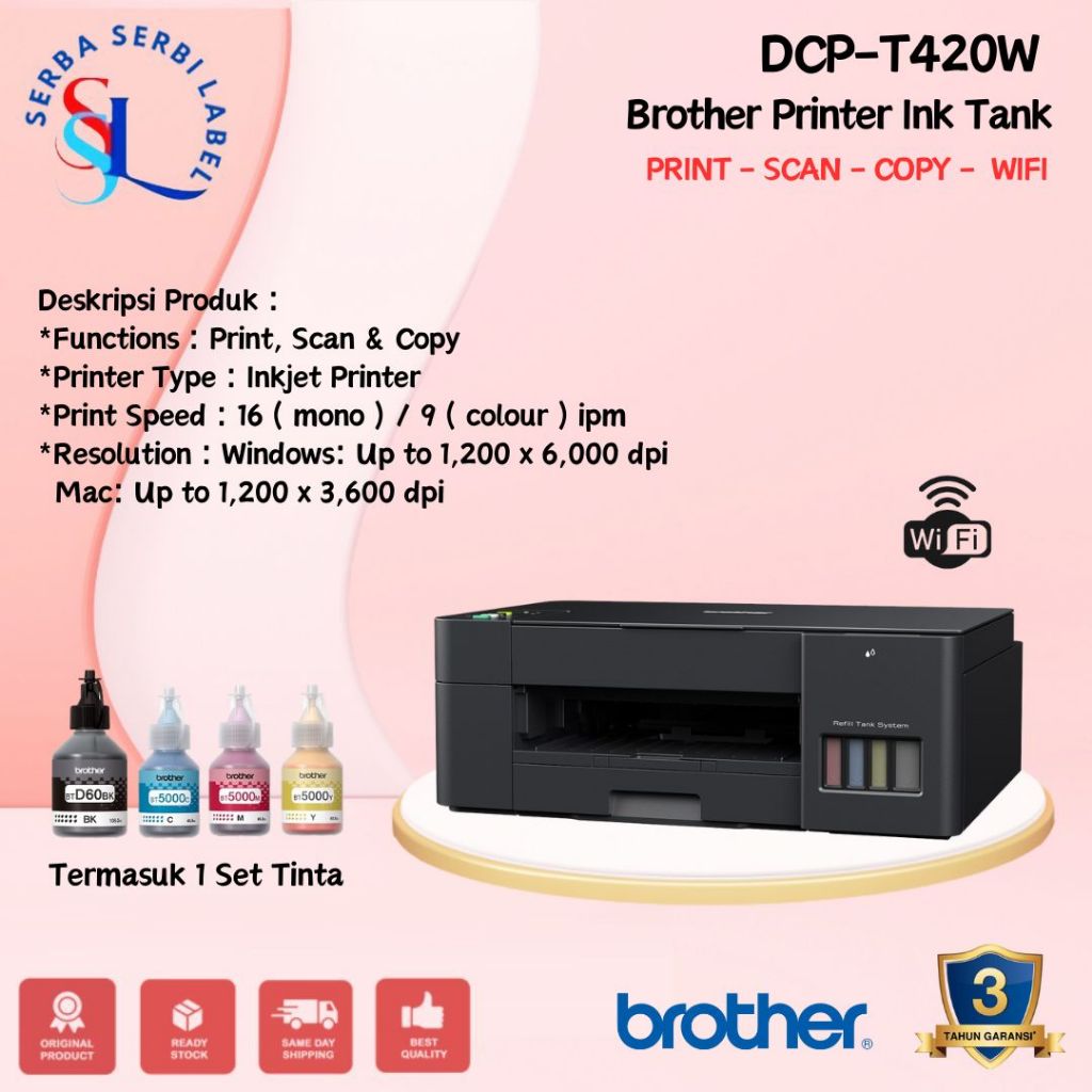 Jual Brother Printer Ink Tank Dcp T W Print Scan Copy Dcpt W Shopee Indonesia