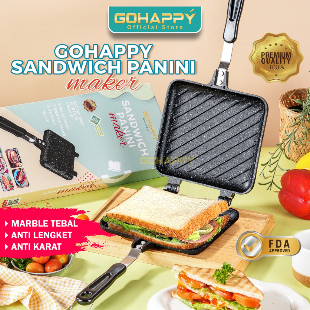 Jual Alat Panggang Roti SANDWICH MAKER PANINI | PANCI GOHAPPY Cetakan ...