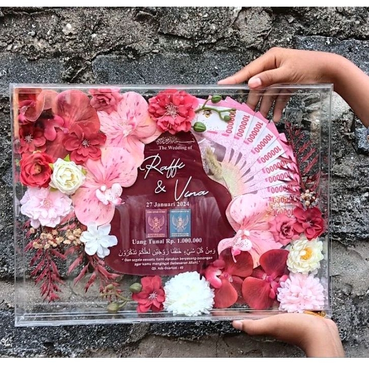 Jual Mahar box akrilik murah free custom warna dan tema bunga, mahar ...