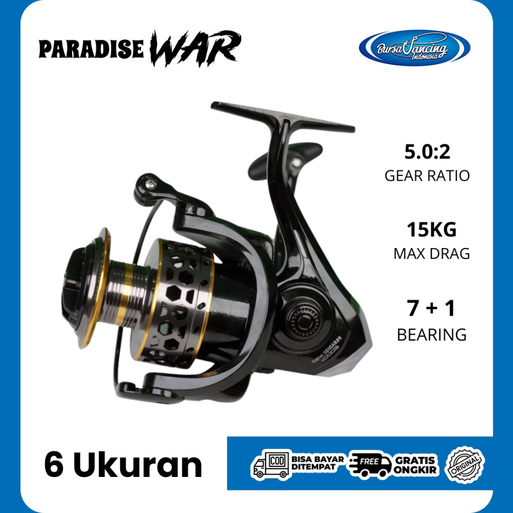Jual Reel Pancing Spinning Paradise War Power Handle Instant Anti