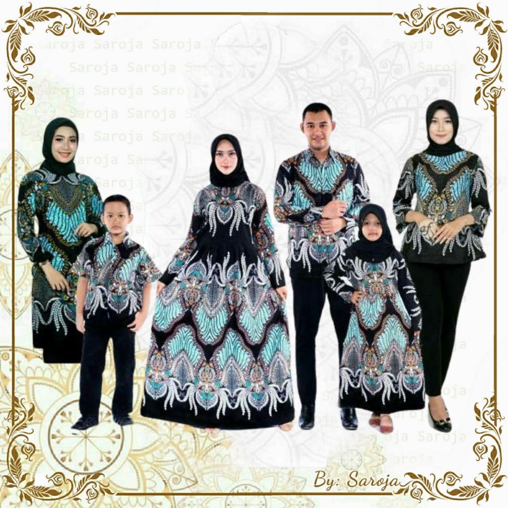 Jual Couple Keluarga Gamis Madu Ijo Sarimbit Baju Kondangan Motif