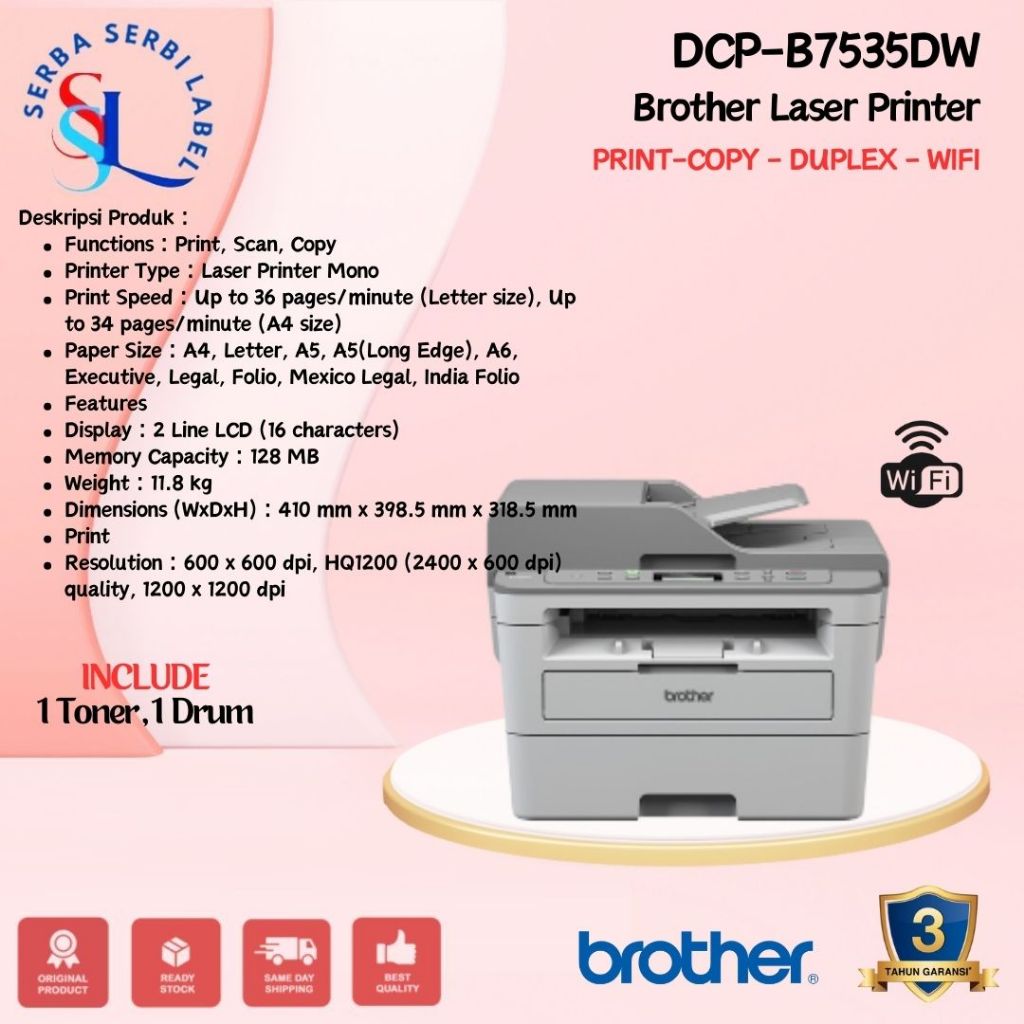 Jual BROTHER DCP-B7535DW Printer Laser Mono AIO B7535 Duplex WiFi ...