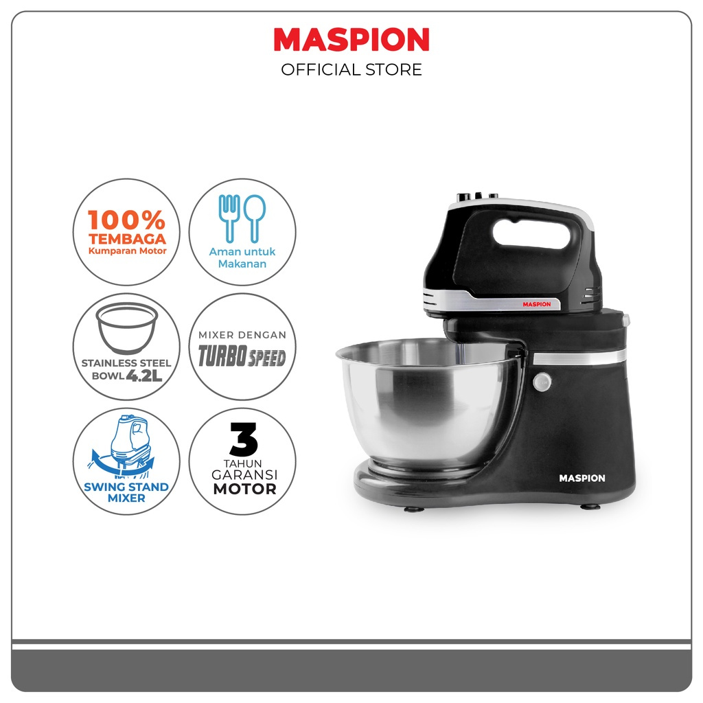 Jual MASPION Stand Mixer Com Stainless Steel 5 Kecepatan 4.1 Liter SM ...