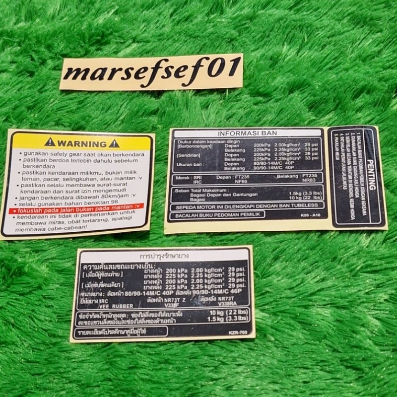 Jual Setiker Warning Peringatan Honda Stiker Hugger Thailand Stiker ...