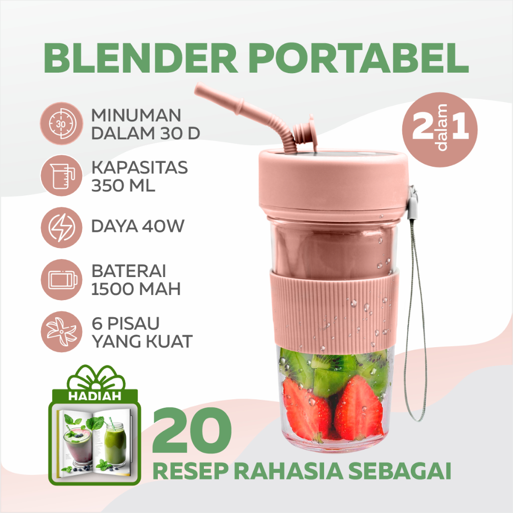 Jual Blender Portabel 2 in 1 - Juicer portable, blender kecil dengan ...