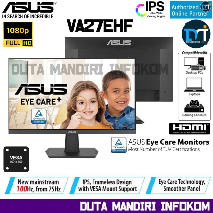 Jual Asus Va Ehf Inch Fhd Ips Hz Hdmi Frameless Eye Care