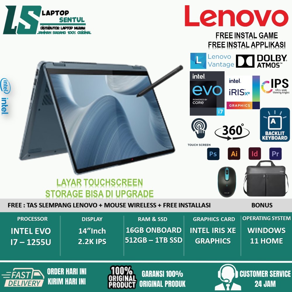 Jual Lenovo ThinkBook 14s Yoga G3 IRU Core i7-1355U 16GB 1TB di Seller