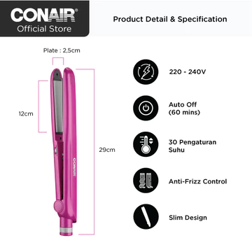 Conair Catokan Pelurus Rambut Tourmaline Ceramic 2 5cm