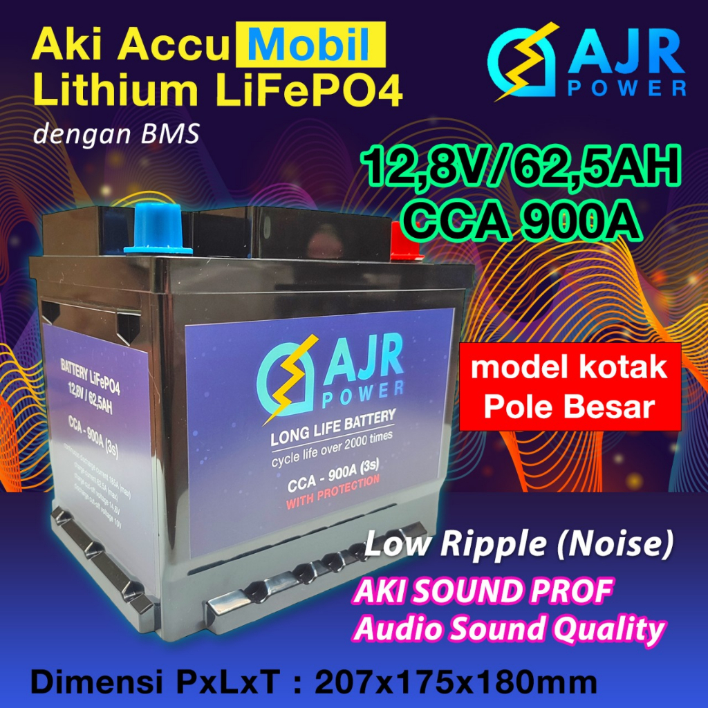 Jual ACCU aki EVEREST CAPTIVA PAJERO FORTUNER Lithium LiFePo4 12,8V/62