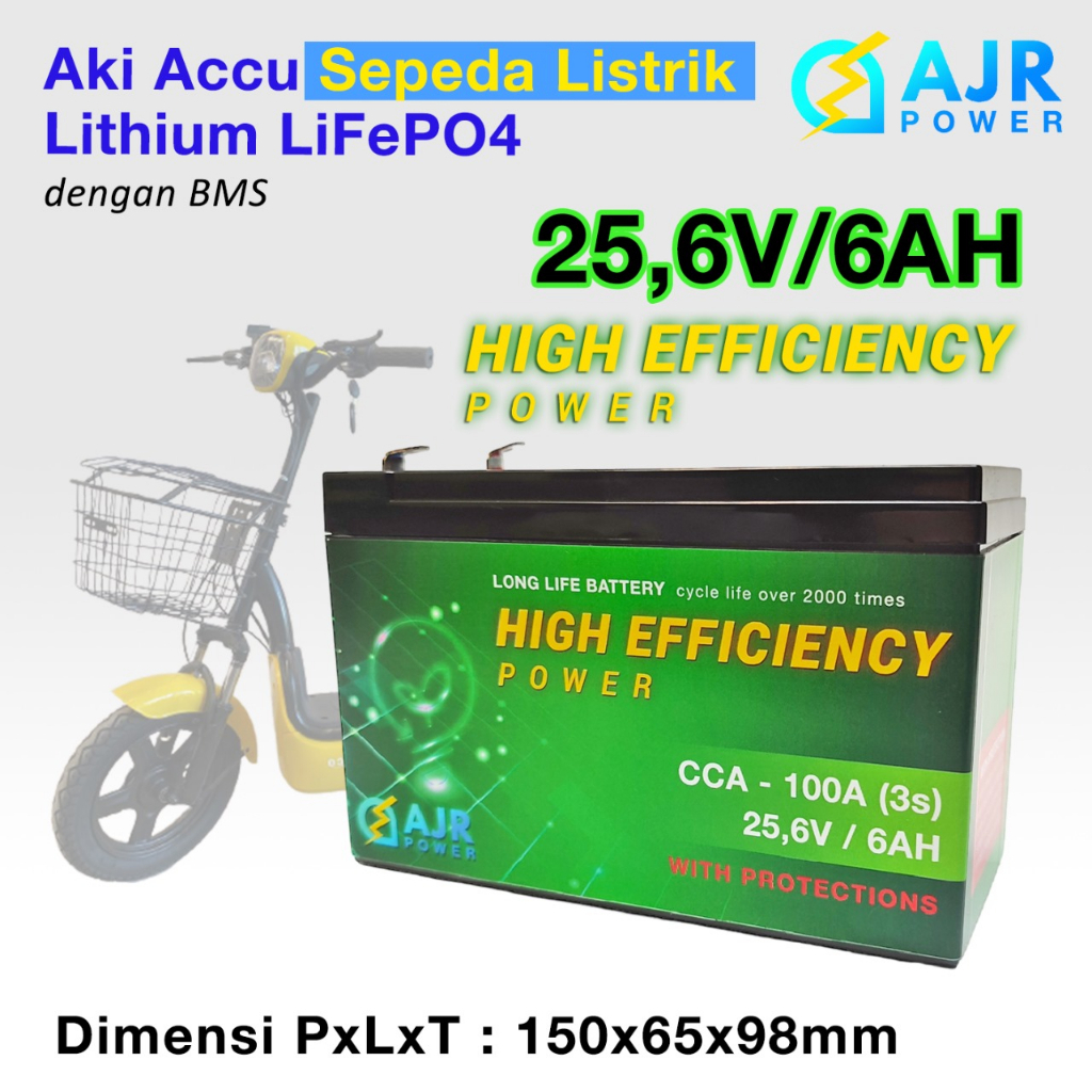 Jual Aki Accu Selis Lithium LiFePo4 24V 6AH dgn BMS low budget bisa di