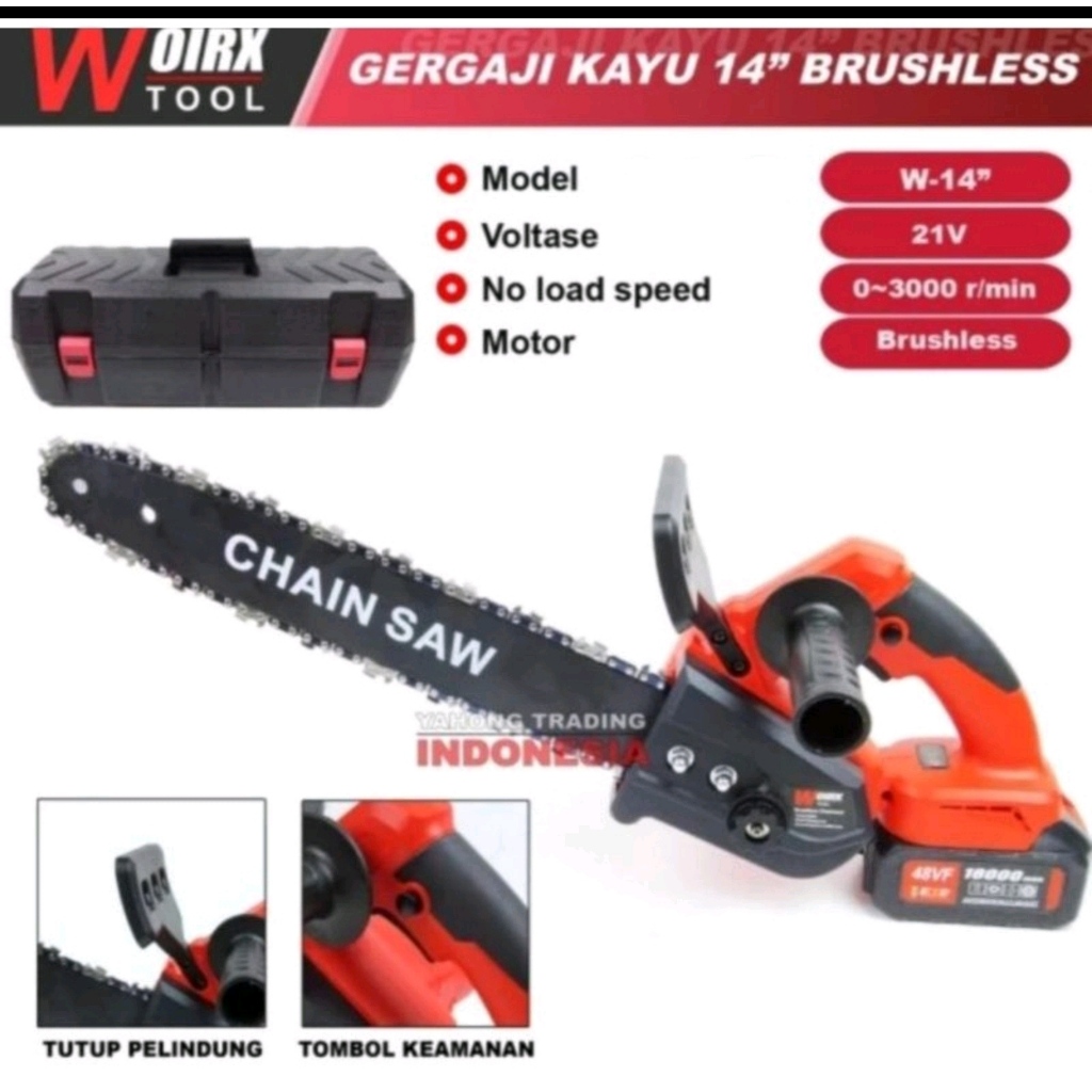 Jual Chainsaw Gergaji Rantai Elektrik Mini 14 inch 48v Cordles Gergaji ...