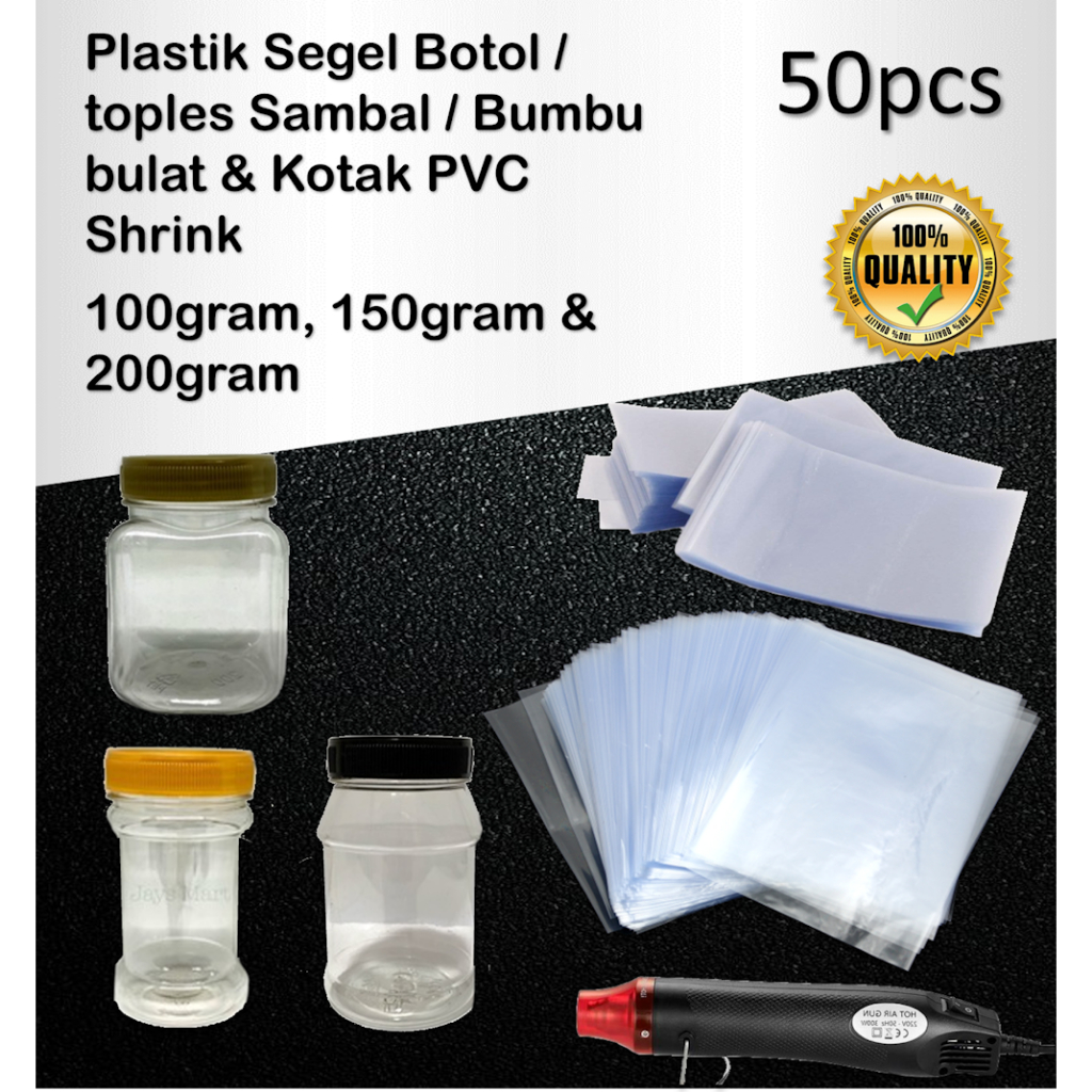 Jual plastik Segel Botol toples sambal bumbu 150ml 200ml pvc shrink ...