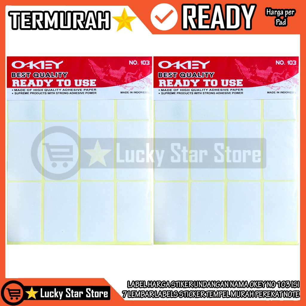 Jual KKY Label Perekat Stiker Tulis Nomor 103 Lembar Kertas Polos Nama ...