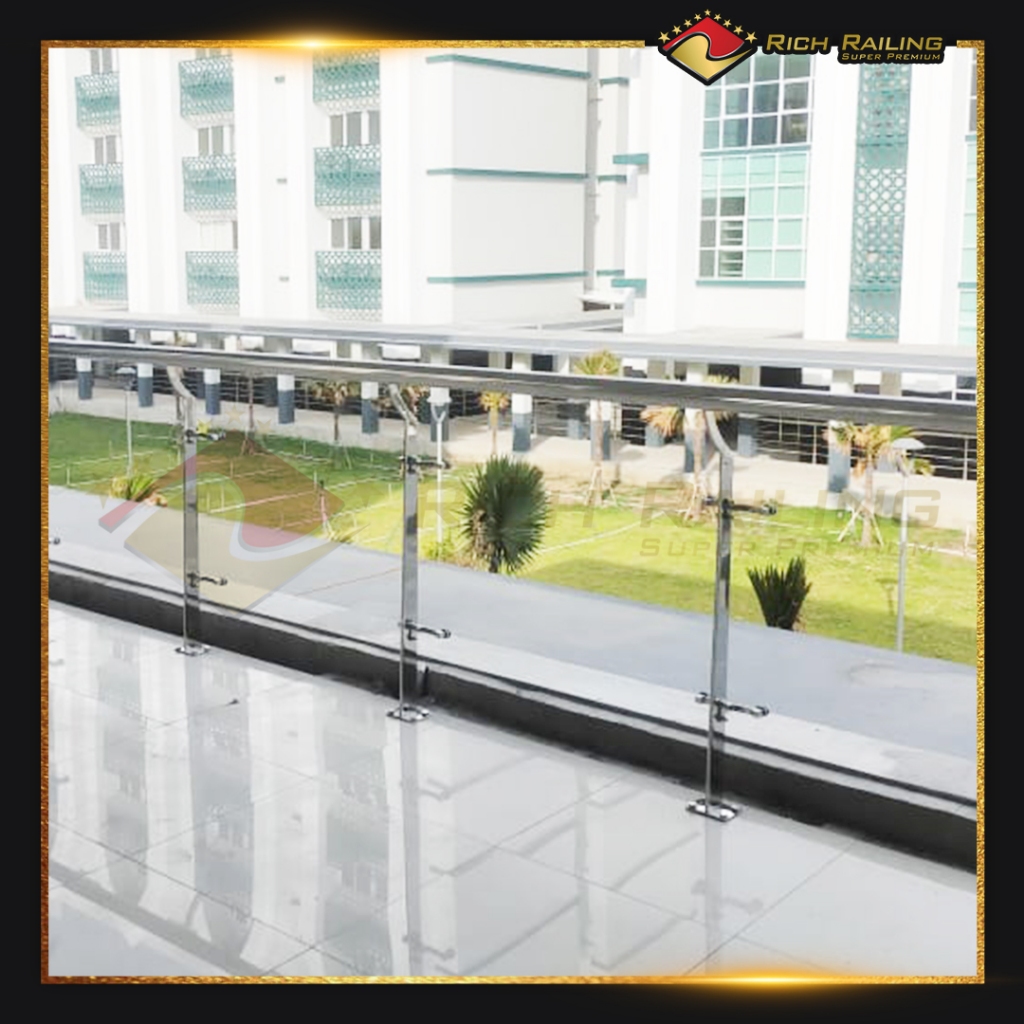 Jual [Rich Railing] Railing tangga stainless 316 tiang kaca RRP 103 ...