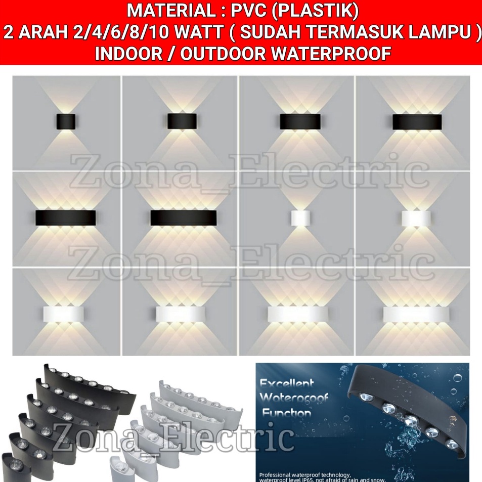 Jual VBb LAMPU DINDING TAMAN LED 2 ARAH 2 4 6 8 1 WATT PVC WALL LIGHT ...