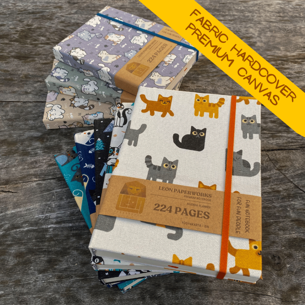 Jual Notebook Cover Pattern Cat Fabric Canvas Leon Paperworks Agenda ...