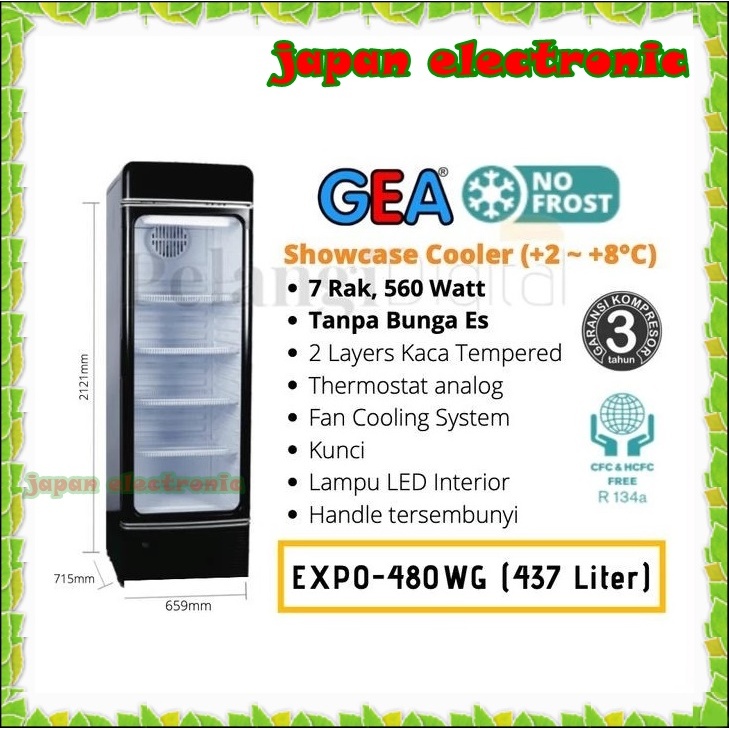 Jual DISPLAY COOLER MURAH SHOWCASE 1 PINTU MURAH GEA EXPO-480 GARANSI