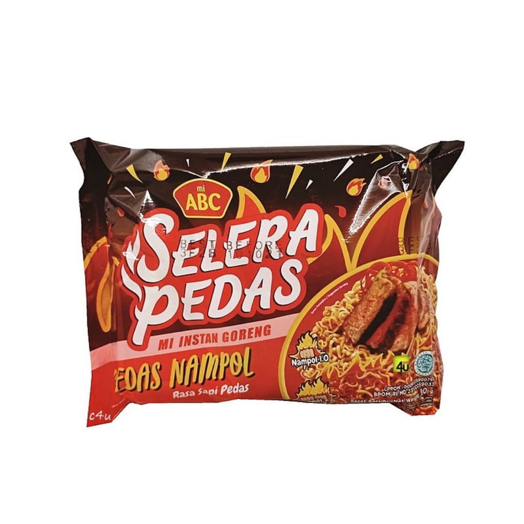 Jual ABC MIE GORENG SELERA PEDAS NAMPOL SAPI PEDAS PCK 80g | Shopee ...