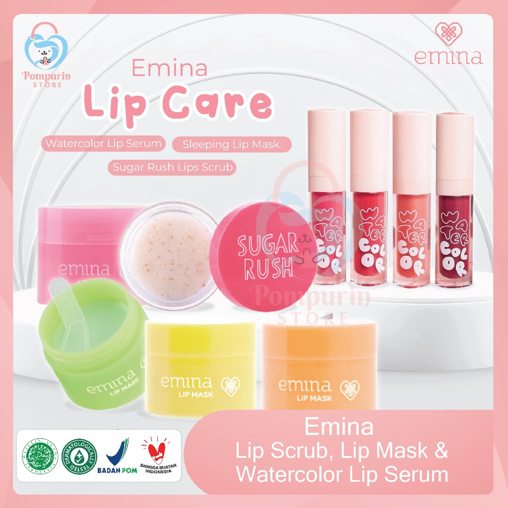 Jual EMINA Sleeping Lip Mask / Sugar Rush Lips Scrub / Watercolor Lip