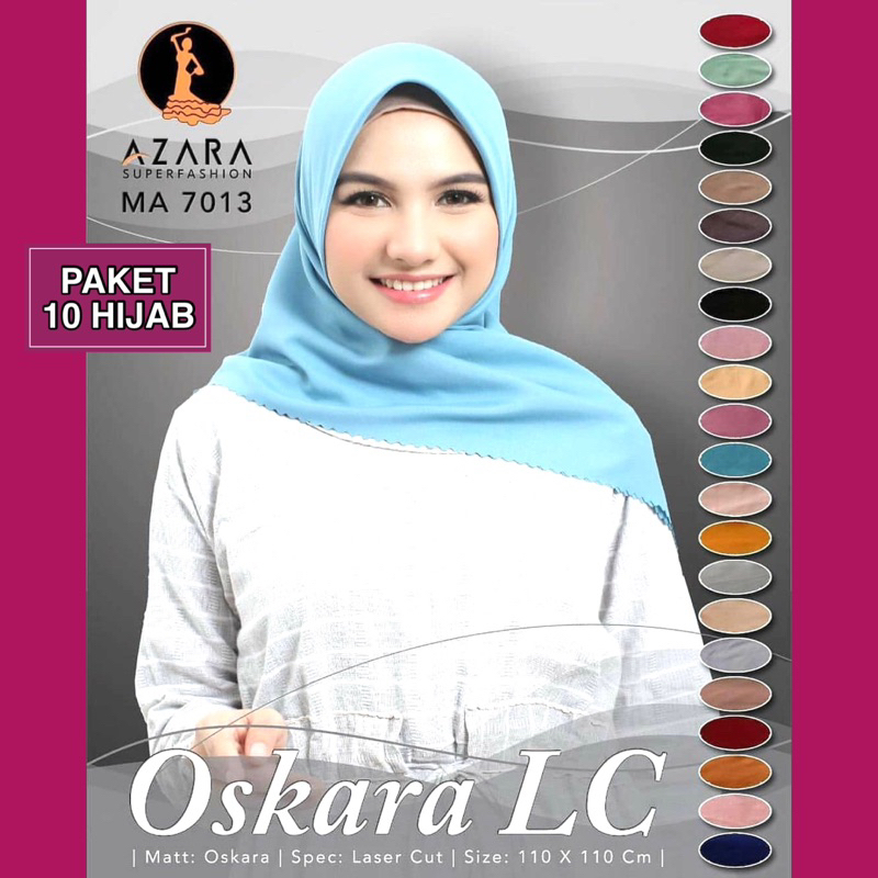 Jual 10 HIJAB OSKARA POLOS LC VOAL PREMIUM LC LASER CUT ORI AZARA ...