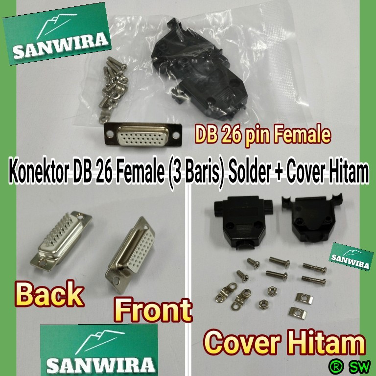 Jual Konektor DB 26 FEMALE cover hitam plastik / Konektor DB26 Female 3 ...